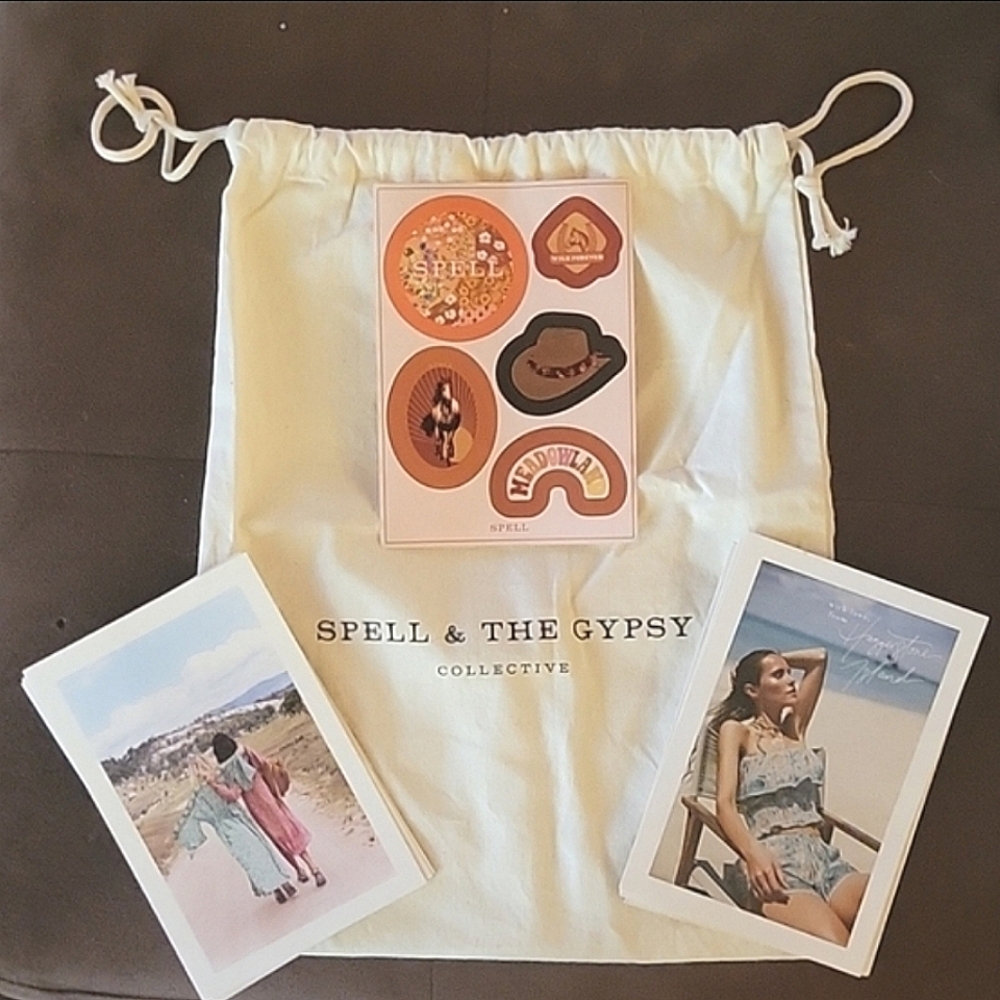 SPELL Drawstring Bag, Stickers & Postcards